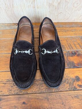 Allen Edmonds Brown Suede Horsebit Luca Loafers